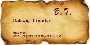 Baksay Tivadar névjegykártya